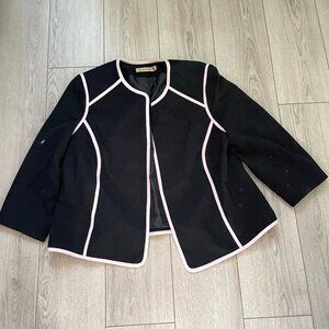 Nipon Boutique Women's Black Long Sleeve Open Front Collarless Blazer Top